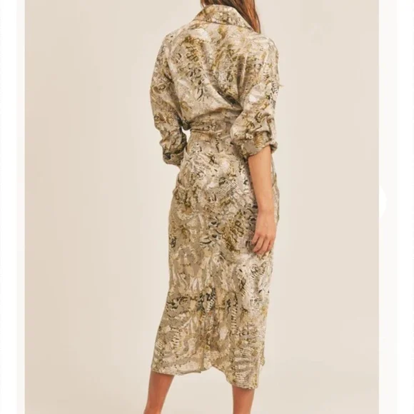 Worn By Ana Snake Print Button Down Shirt Midi Dress - Picture 2 of 3